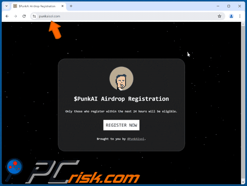 Appearance of $PunkAI Airdrop Registration scam