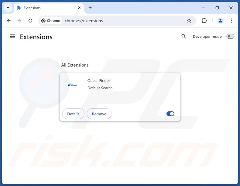 Removing quest-finder.com related Google Chrome extensions