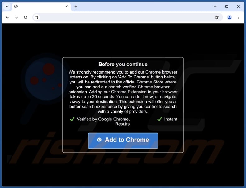 Deceptive website used to promote Quest-Finder browser hijacker