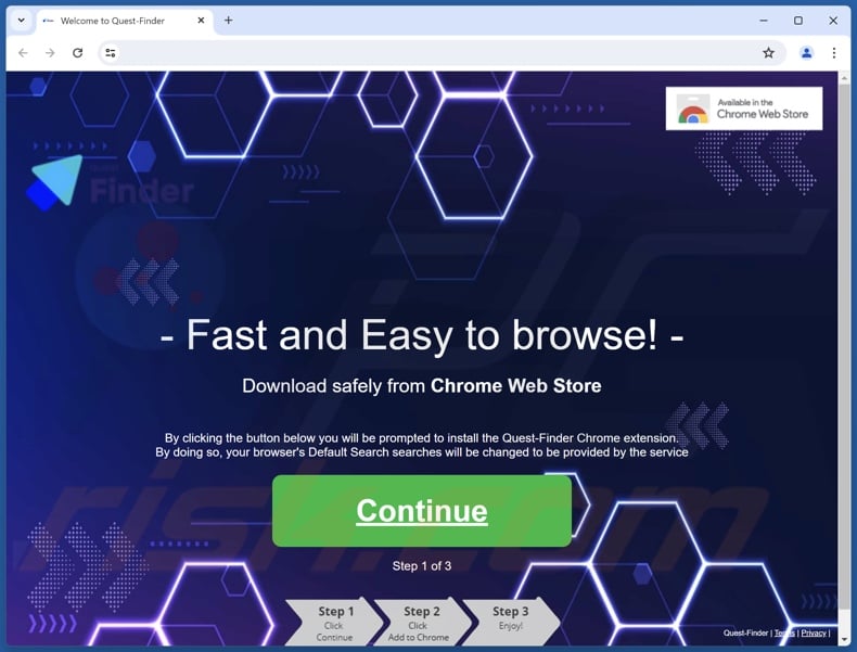 Website used to promote Quest-Finder browser hijacker