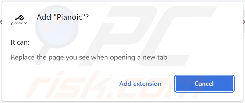 Pianoic browser hijacker asking for permissions