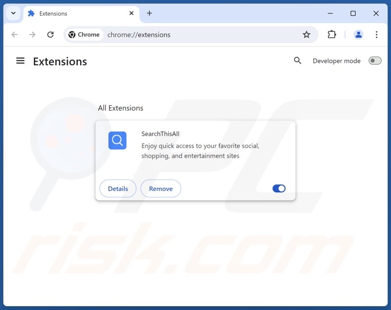 Removing searchthisall.com related Google Chrome extensions