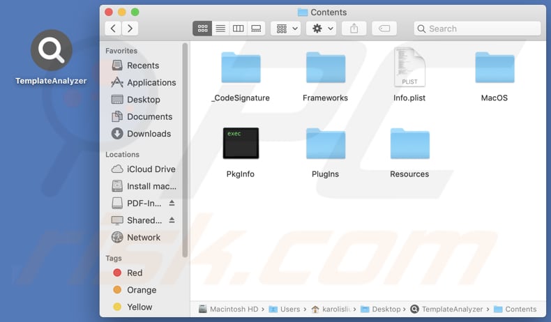 TemplateAnalyzer adware installation folder