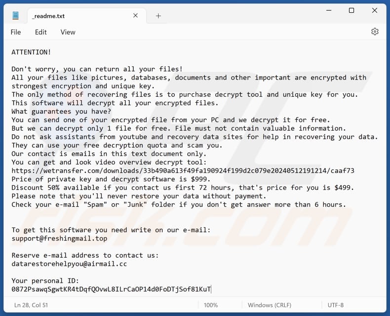 Vehu ransomware text file (_README.txt)