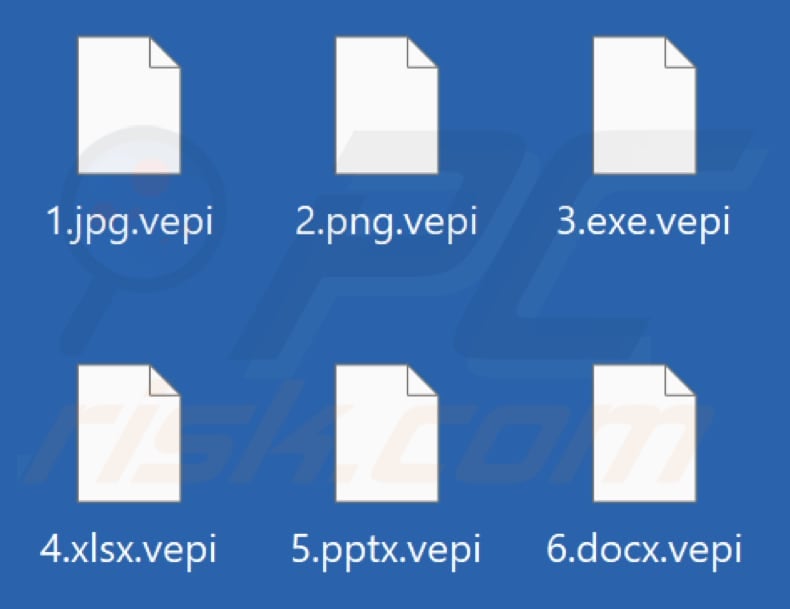 Files encrypted by Vepi ransomware (.vepi extension)