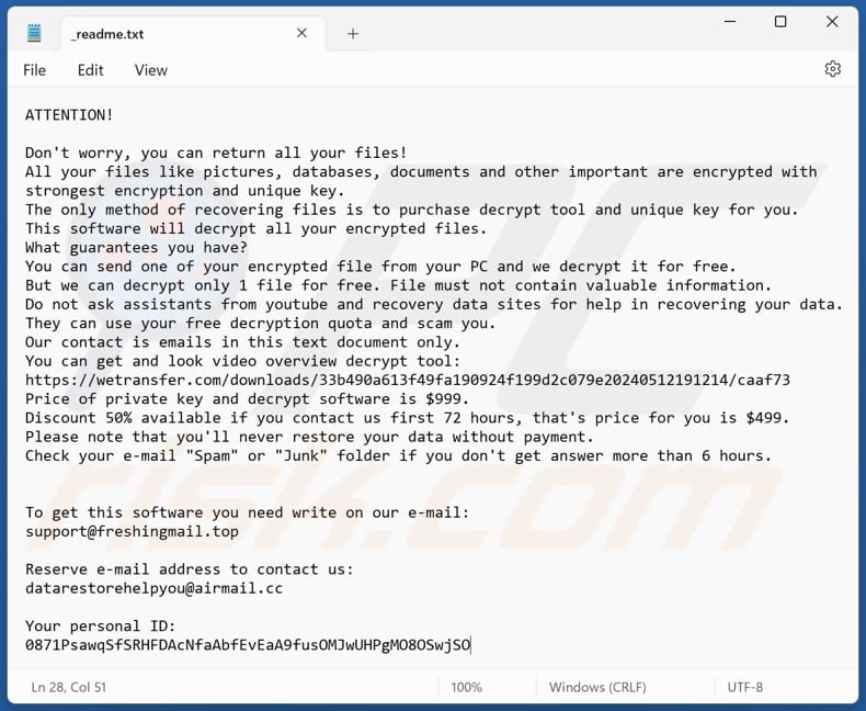 Vepi ransomware text file (_readme.txt)