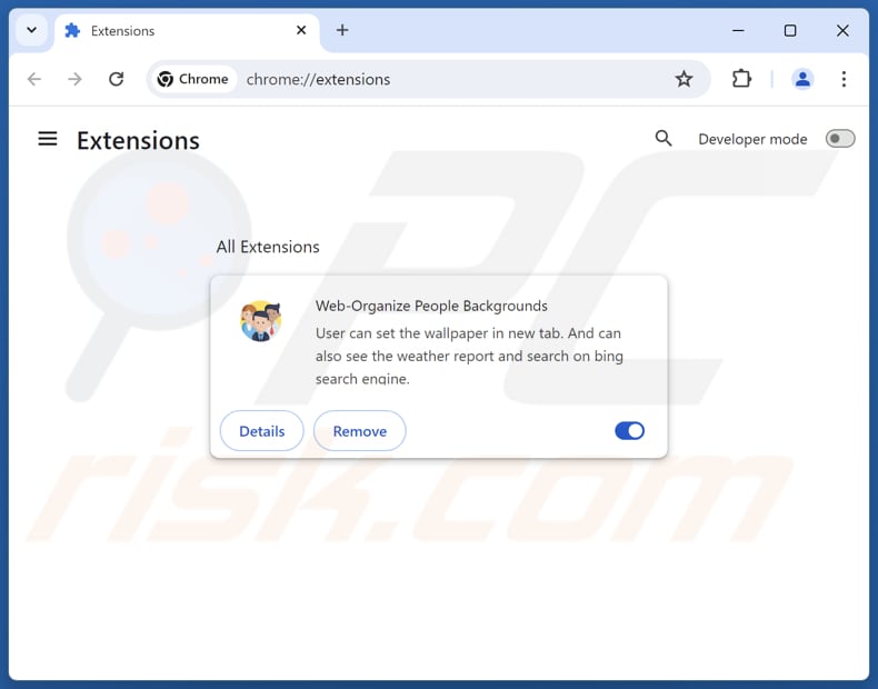 Removing web-organize.co related Google Chrome extensions