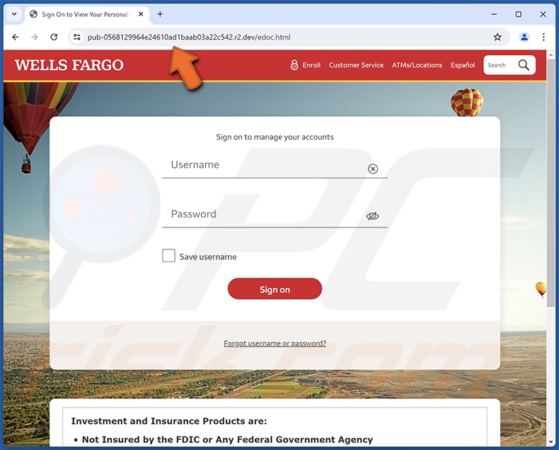 Wells Fargo - Direct Deposit scam email promoted phishing site