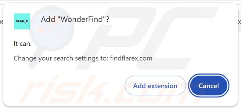 WonderFind browser hijacker asking for permissions
