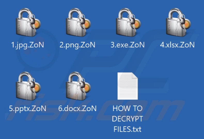 Files encrypted by Zonix ransomware (.ZoN extension)