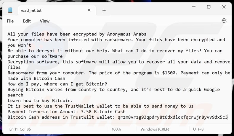 Anonymous Arabs ransomware ransom note (read_mt.txt)