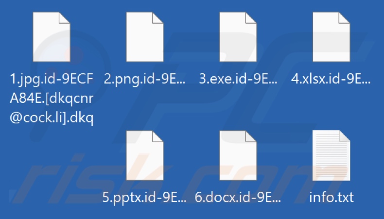 Files encrypted by Dkq ransomware (.dkq extension)