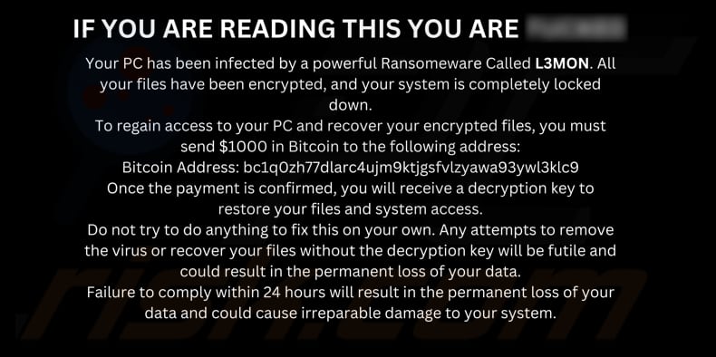 L3MON ransomware wallpaper