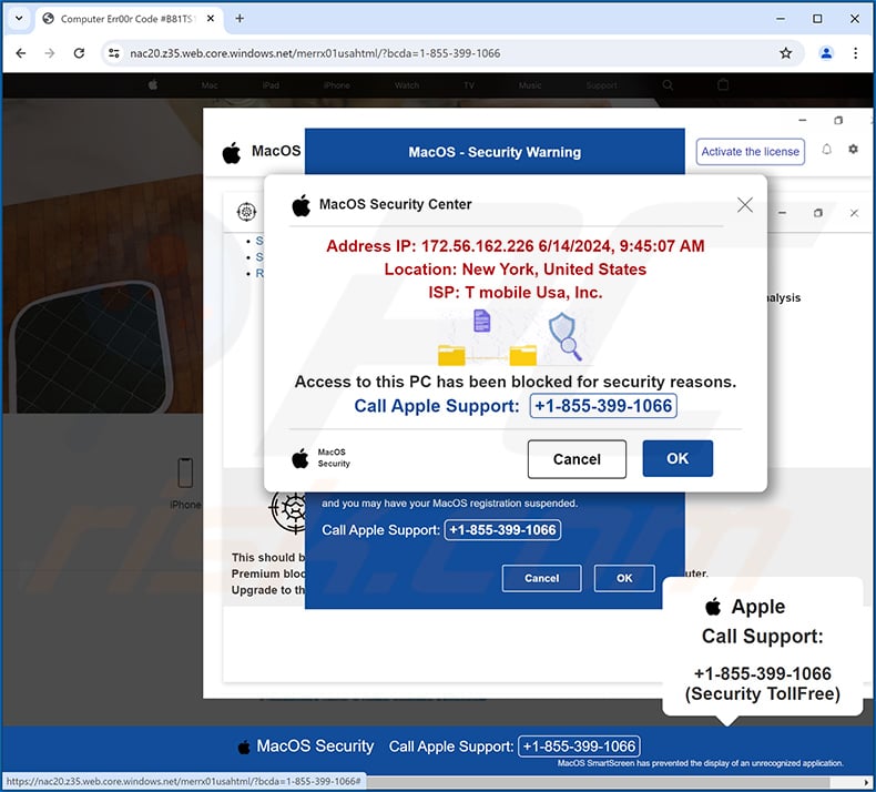MacOS Security Center POP-UP Scam (2024-06-21)