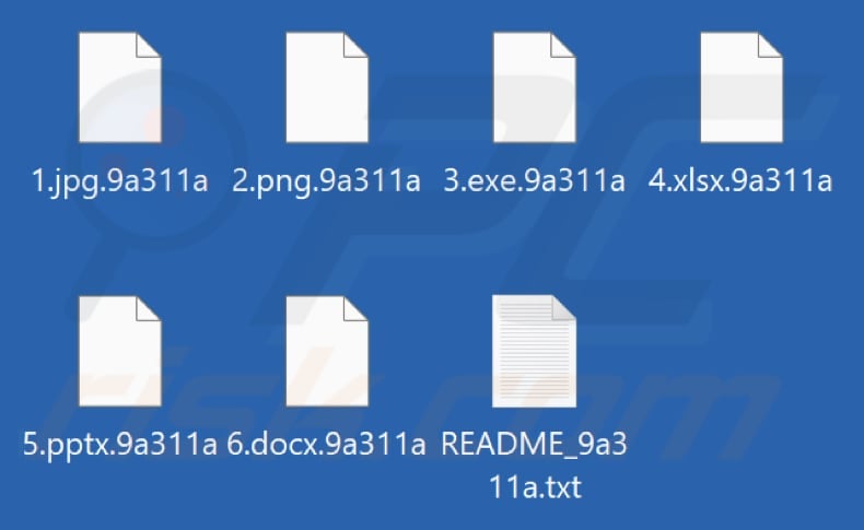 Files encrypted by RansomHub ransomware (random extension)