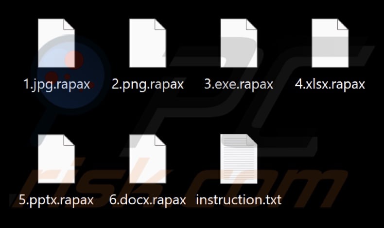 Files encrypted by Rapax ransomware (.rapax extension)