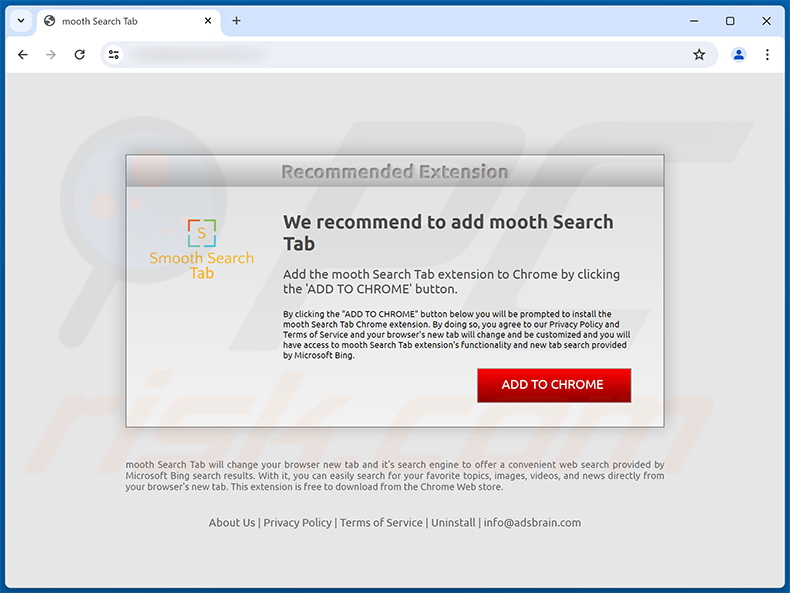 Smooth Search Tab browser hijacker-promoting website