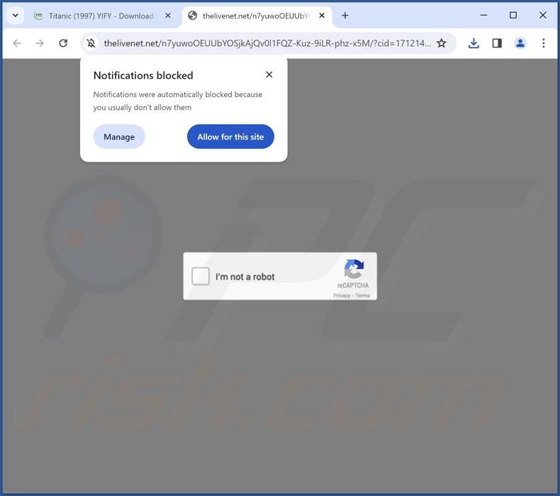 thelivenet[.]net pop-up redirects