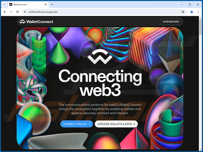 WalletConnect-themed drainer website (walletverification.pages.dev)