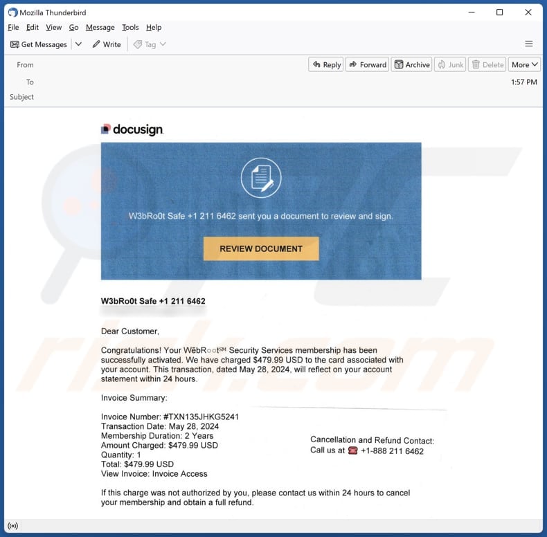 WebRoot Security Services Activated email spam campaign
