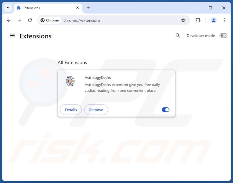 Removing astrologydesks.com related Google Chrome extensions