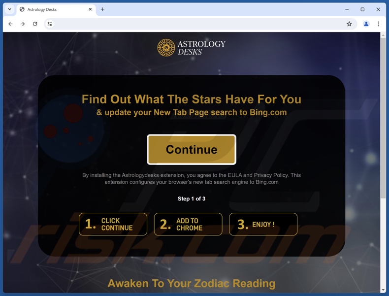 Website used to promote AstrologyDesks browser hijacker