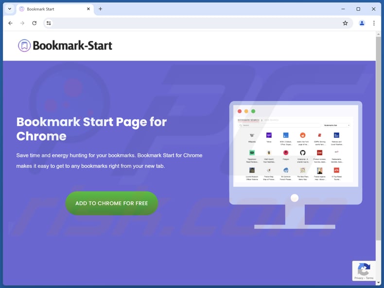 Website used to promote Bookmark Start browser hijacker