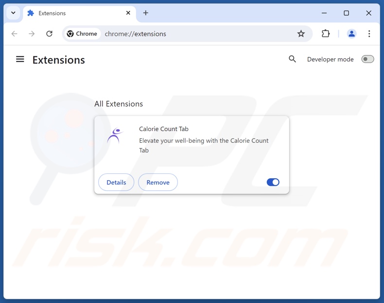 Removing caloriecounttab.com related Google Chrome extensions