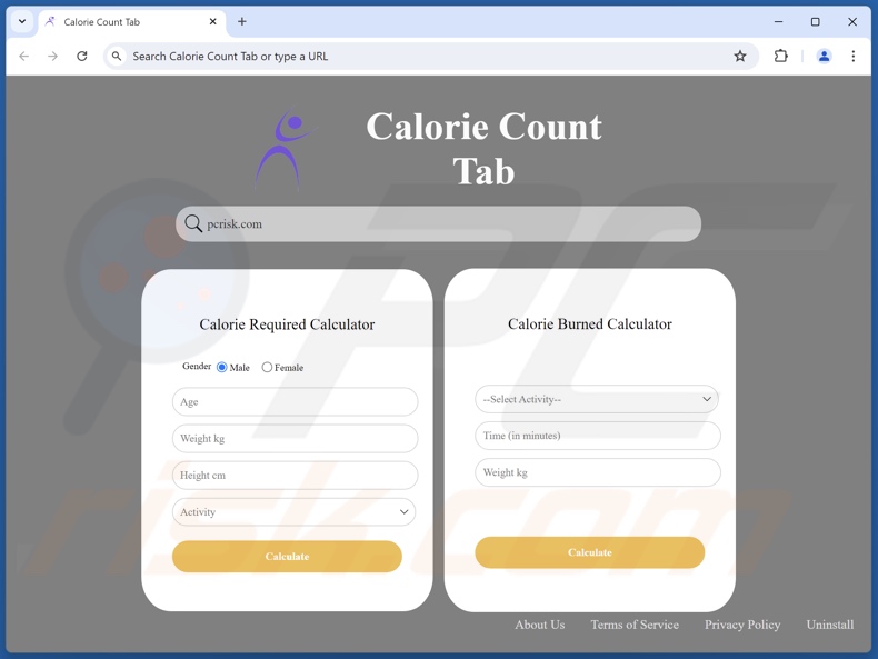 caloriecounttab.com browser hijacker