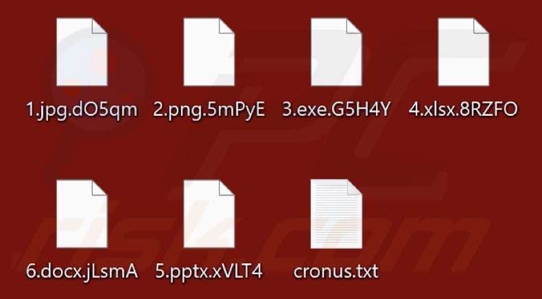 Files encrypted by Cronus ransomware (random extension)