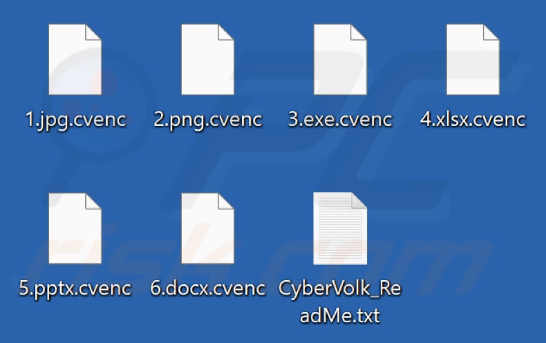 Files encrypted by Cyb3r Bytes ransomware (.cvenc extension)