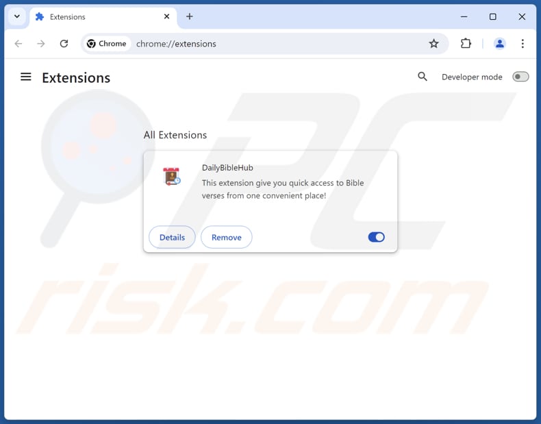 Removing dailybiblehub.com related Google Chrome extensions