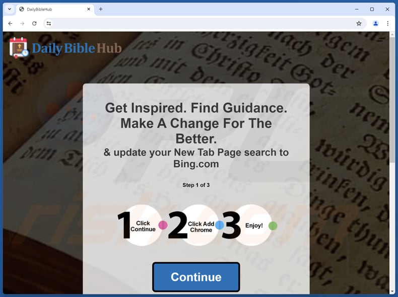 Website used to promote DailyBibleHub browser hijacker