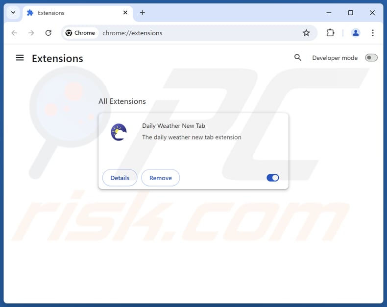 Removing dailyweathertab.com related Google Chrome extensions