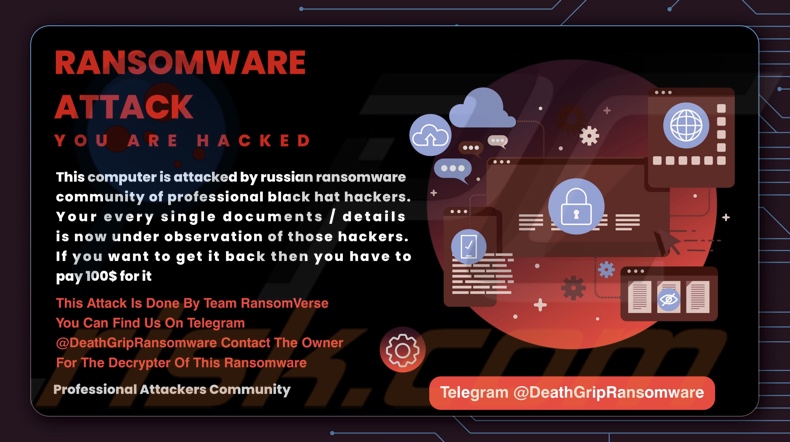 DeathGrip ransomware wallpaper