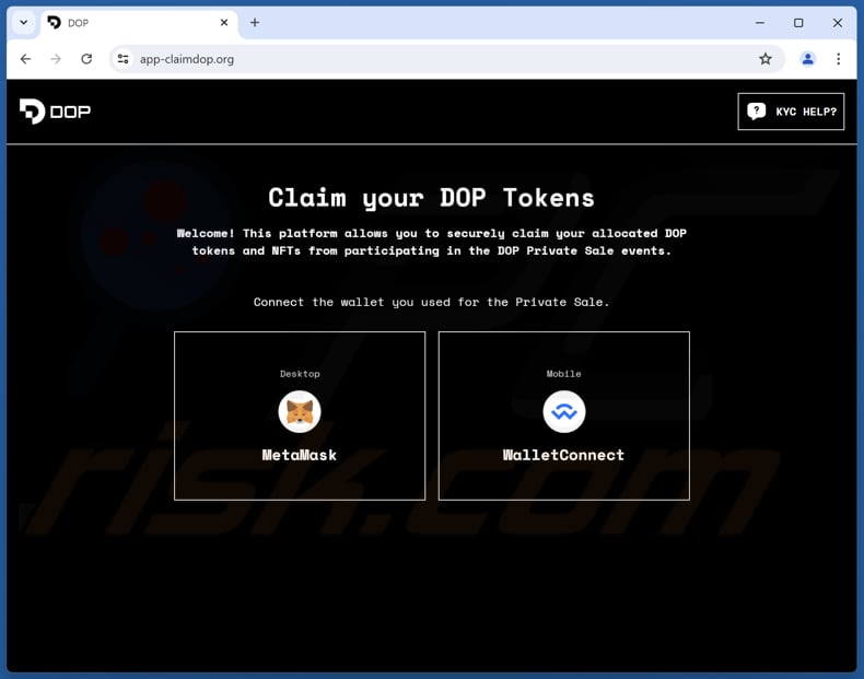 DOP Tokens Claim scam