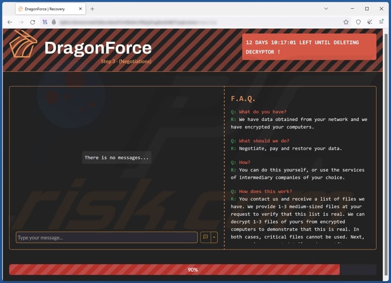 DragonForce ransomware contact website