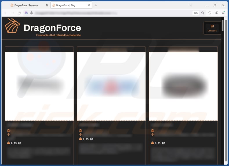 DragonForce ransomware data leaking site