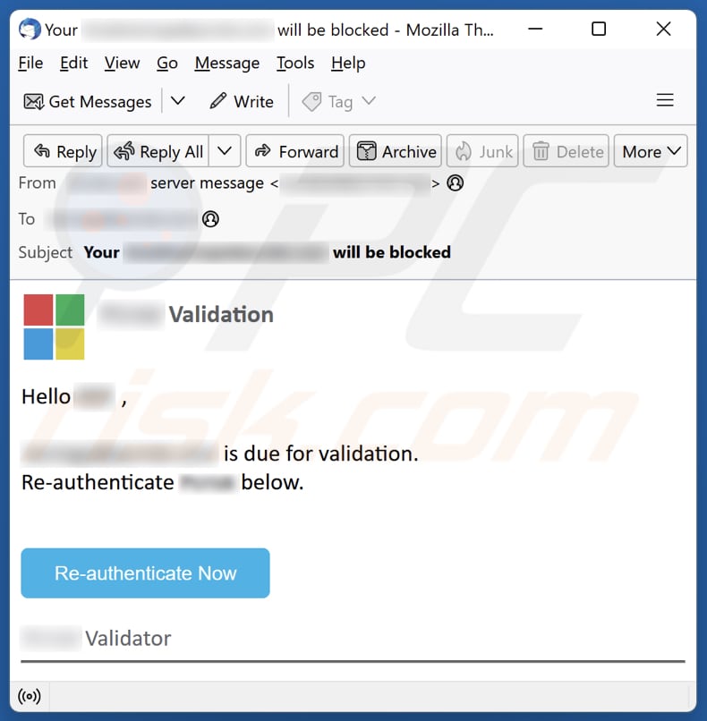 Email Is Due For Validation email spam campaign