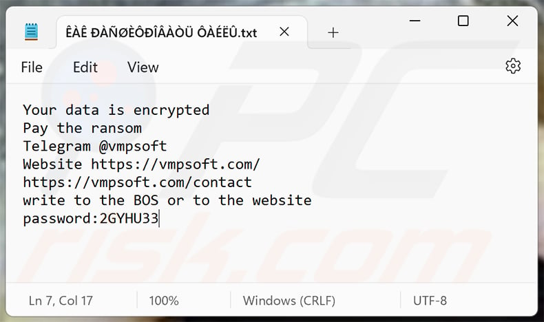 EnCiPhErEd ransom note - text file (2024-07-24)