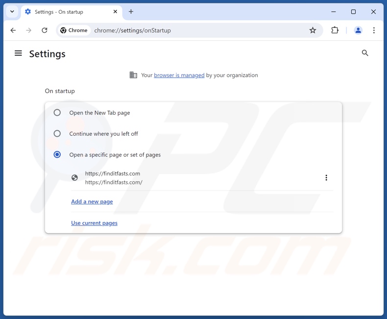 Removing finditfasts.com from Google Chrome homepage