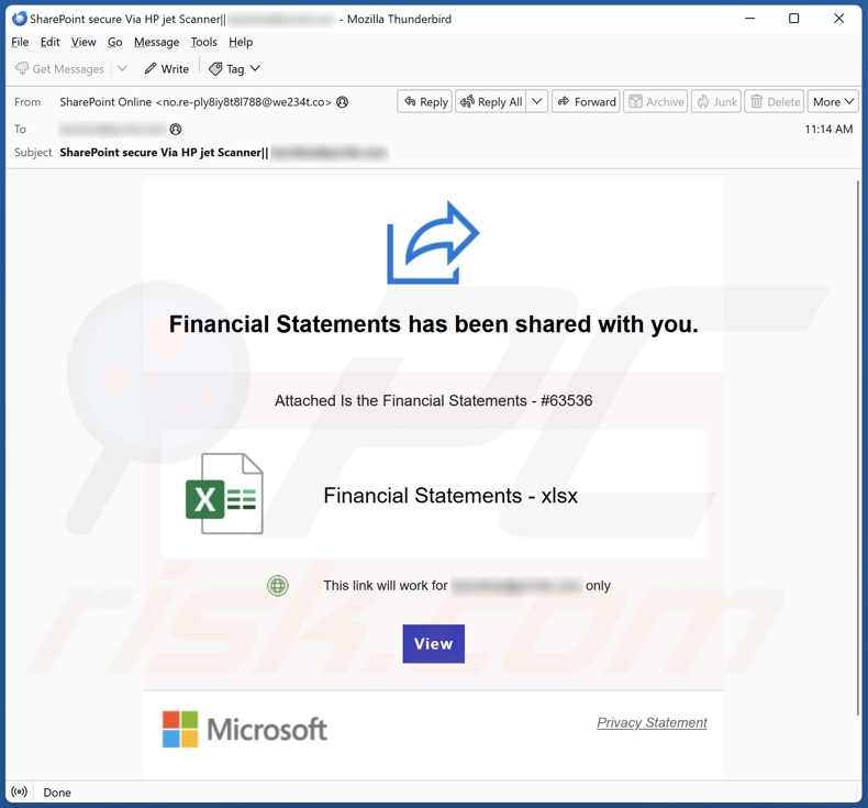 Financial Statements Has Been Shared With You email spam campaign