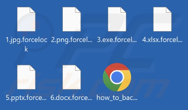 Files encrypted by ForceLock ransomware (.forcelock extension)