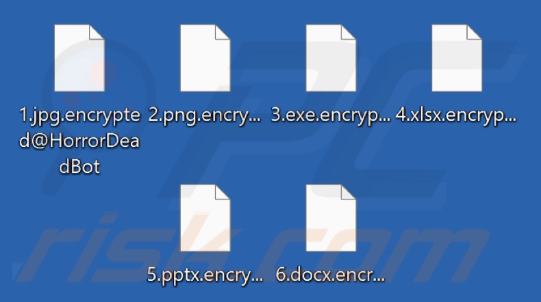 Files encrypted by HorrorDead ransomware (.encrypted@HorrorDeadBot extension)