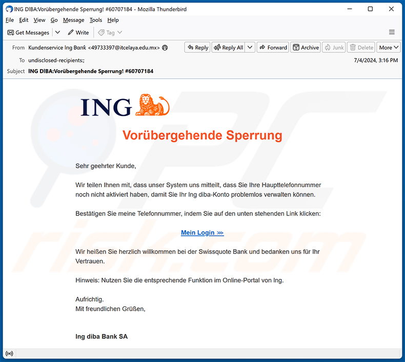ING Bank spam email (2024-07-05)