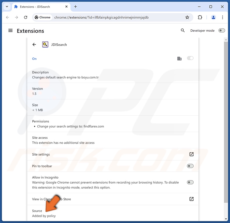 JDISearch browser hijacker details