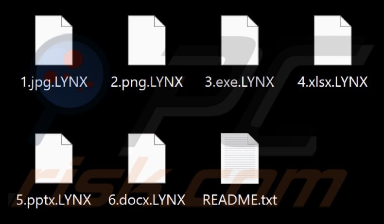 Files encrypted by Lynx ransomware (.LYNX extension)