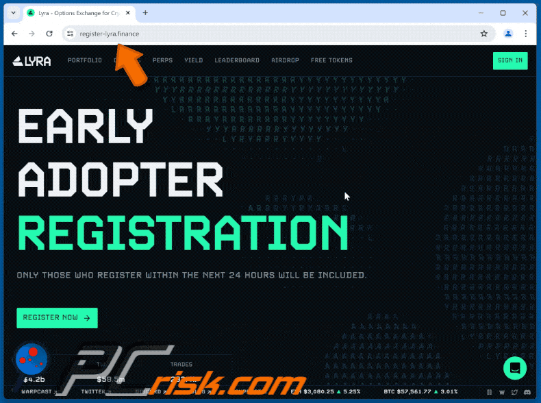 Appearance of LYRA Early Adopter scam