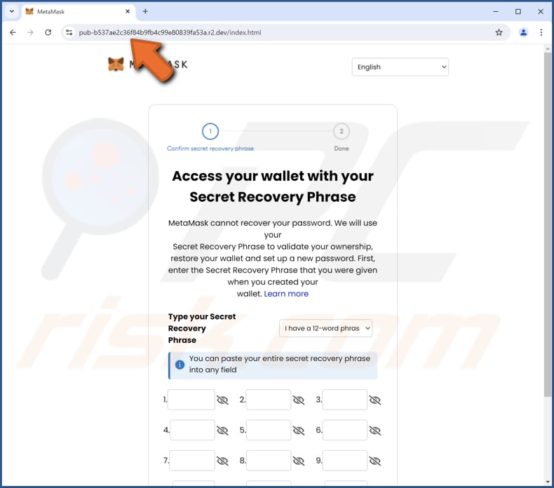 MetaMask Log-In Attempt Email Scam phishing page