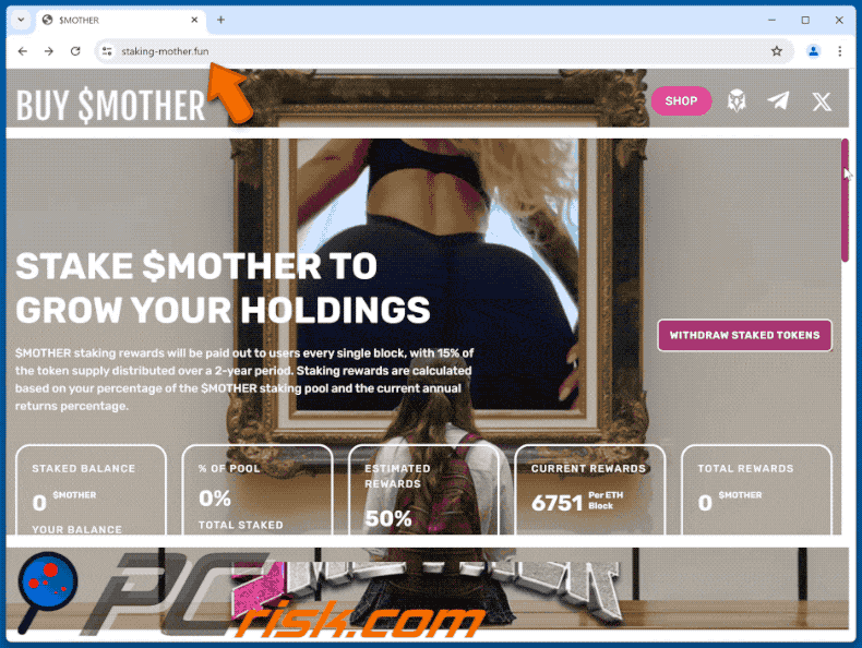 Appearance of $MOTHER Staking scam